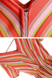 1950s Vintage Orange Chevron Striped Fit and Flare Cotton Sundress Size 8 / Medium / 36" bust / 27" waist