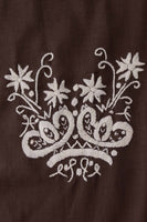 Semi Sheer Brown Embroidered Vintage Caftan Bohemian Resort Wear Size XL / XXL