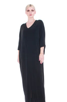 Vintage Linda Lundstrom Canada Slinky Black Batwing Cocoon Dress One Size Fits Most OS