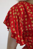 90s Betsey Johnson New York Red Silk Berry Print Dress Made in the USA Size 8 - Small // Size 10 - Medium
