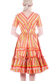 1950s Vintage Orange Chevron Striped Fit and Flare Cotton Sundress Size 8 / Medium / 36" bust / 27" waist