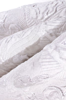 60s 3D Textured Silver White Metallic Long Sleeve Mockneck Midi Dress Size 12/14 - Large/XL - 39"-34"-40"