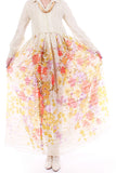 1970s Vintage Victor Costa Sheer Floral Long Sleeve Shirt Dress Size 10-12 / Medium-Large / 40" bust / 32" waist