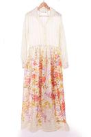1970s Vintage Victor Costa Sheer Floral Long Sleeve Shirt Dress Size 10-12 / Medium-Large / 40" bust / 32" waist