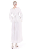 70s Vintage Gauze Cotton Trumpet Sleeve Embroidered Maxi Dress by MYKONOS Made in Greece Size 8 / Small / 37" bust / 28" waist