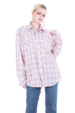 70s Miller Pastel Plaid with Metallic Thread Pearl Snap Western Shirt Size Large / XL