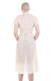 Vintage Sheer Lace Corset Dress in Ivory and Yellow Size 8 / Small / 35-40" bust / 30-34" waist / 45" long