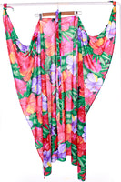 Vintage Malihini Hawaii Tropical Floral Soft Poly Knit Multi-Style Sarong Wrap Maxi Dress One Size Fits Most / All