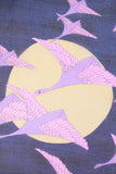 Vintage Elisabeth Stewart Sheer Caftan Maxi Dress Purple Yellow Full Moon with Birds in Flight Size 9-10 / Medium / 40"-38"-42"