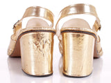 70s Vintage Gold Metallic Block Heel Sandals USA Size 10