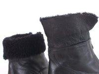 Vintage Boston Accent Black Leather w Plush Shearling Lining Ankle Boots USA Size 8 - 8.5