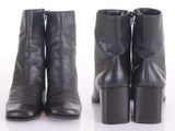90s Nine West Black Leather Square Toe Block Heel Ankle Boots USA Size 8.5