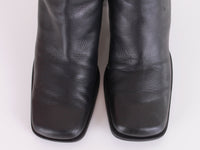 90s Nine West Black Leather Square Toe Block Heel Ankle Boots USA Size 8.5