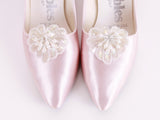 80s Vintage Pastel Pink Satin and Sequin Dyeables Wedding Shoes Made in the USA Size 6/6.5 or 7-narrow
