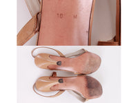 70s Vintage Garolini Italy Neutral Beige Leather Heels USA Size 10 M