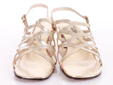 70s Vintage Gold Metallic Faux Leather Strappy Cage Slingback Sandals USA Size 10