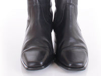 Vintage Nordstrom Amalfi Black Leather Knee High Block Heel Boots Made in Italy Size USA 8