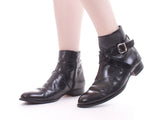 Vintage Harness Boots Nice Collection Black Leather Side Buckle Ankle Boots JAPAN Size 25.5 /// 10.5" insole
