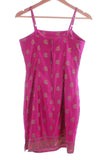 90s Y2K Shiny Magenta Embroidered Mini Satin Slip Dress Made in the USA Size XS - Small / 32-35" bust