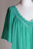 Mediterranean Green Gauze Pleated Philhellenic Free Flowing Trapeze Vintage Dress Made in Greece One Size Fits Most
