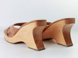 90s MIA Wood Platform Sandals Women's USA Size 8.5 / 10" interior length