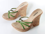 90s Platform SODA Green Wedge Sandals Women's USA Size 10 // 10.15" interior length
