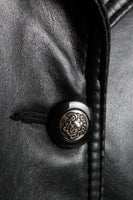 1990s V Italy Black Vinyl Jacket with Medusa Buttons Women's Size Medium / 10