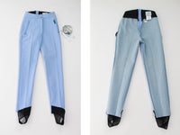 70s 80s Rainbow West Ski Pants Thermojet Light Blue Wool Blend Marked Size 9/10...small fit see details...25.5 - 26" waist