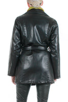 1990s V Italy Black Vinyl Jacket with Medusa Buttons Women's Size Medium / 10
