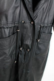 Vintage Black Leather Faux Fur Lined Hooded Parka Anorak Women's Marked Size Medium / large fit / 50" bust / 48" waist