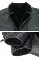 80s Sheepskin Jacket Black Leather Shearling Lined Oversized Heavy and Warm Size Large + // 53" bust-chest // 44" waist