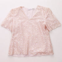 Vintage Pink Sequin Silk Blouse by Lawrence Kazar Marked Size XL runs small / 42" bust