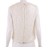 50s Vintage Glentex Iridescent White Sequin and Lace Sleeveless Top Marked Size Medium modern fit small 36" bust / 34" waist