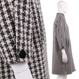 60s Marguerite Rubel San Francisco Houndstooth Black and White Car Coat Size Small - Medium Petite