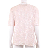 Vintage Pink Sequin Silk Blouse by Lawrence Kazar Marked Size XL runs small / 42" bust