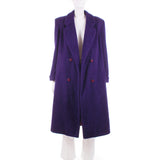 Vintage Purple Alorna Double Breasted Long Pile Wool Coat Size Large / XL / 46" bust and waist