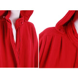 Vintage Red Wool Cape Coat with Detachable Hood One Size Fits Most // 20" neck // 40" long
