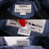 80s Blue Metallic Leather Swing Jacket Dero by Rocco D' Amelio Made in the USA Size Medium - Large
