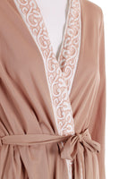 Vintage Gossard Artemis Tan and White Silky Nylon Belted Robe House Dress Size Small / Medium