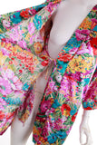 Vintage Nordstrom Robe Silky Colorful Satin Kimono Sleeves Swimsuit Coverup Size Medium Large Petite