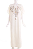 Soft Knit Off White Caftan with Gold Glitter Design Size XL
