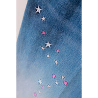Y2K Bubblegum Mid Rise Flared Faded Star Embroidered Jeans Size 7-8 / 28-29" waist / 31" inseam