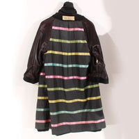60s Lilli Ann San Francisco Black Wool Blend Stroller Coat w Colorful Lining Size Large-XL / 10-12