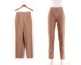 1990s Camel Brown Stretch Pants High Waist Tapered Leg Size 2-4 / 25.5" waist / 31" inseam