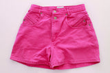 High Waisted Short Denim Shorts Pink Denim Shorts 80s Vintage 90s Clothing Women&#39;s Size XS / SMALL 26&quot; Waist