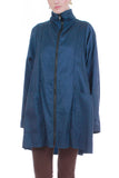 80s Maralyce Ferree Raincoat Navy Blue A-Line Swing Jacket Size XL 44" bust